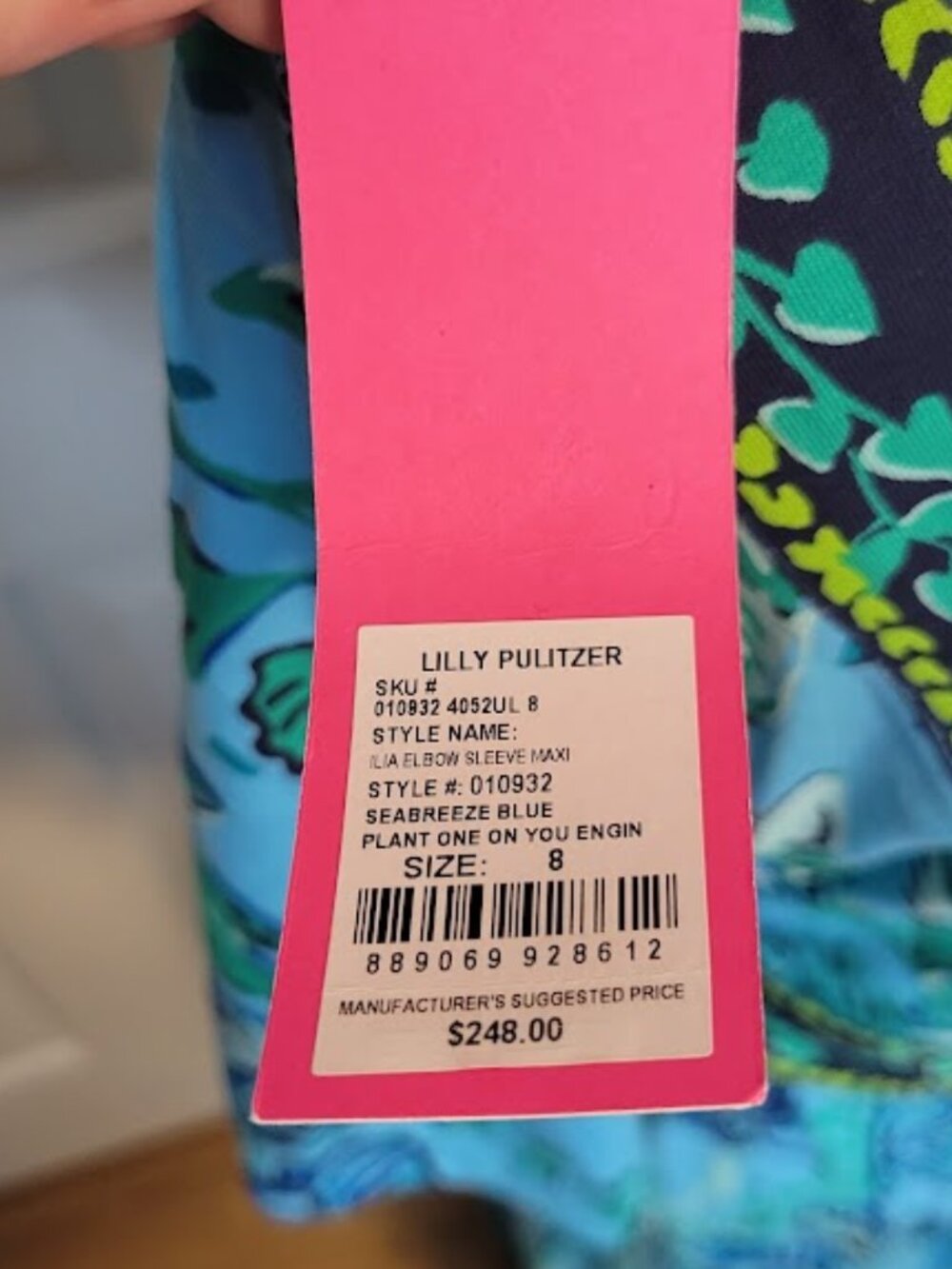 Lilly Pulitzer Ilia Maxi Dress Plan One on You Engin Blue Green Size 8 NWT - Picture 6 of 8